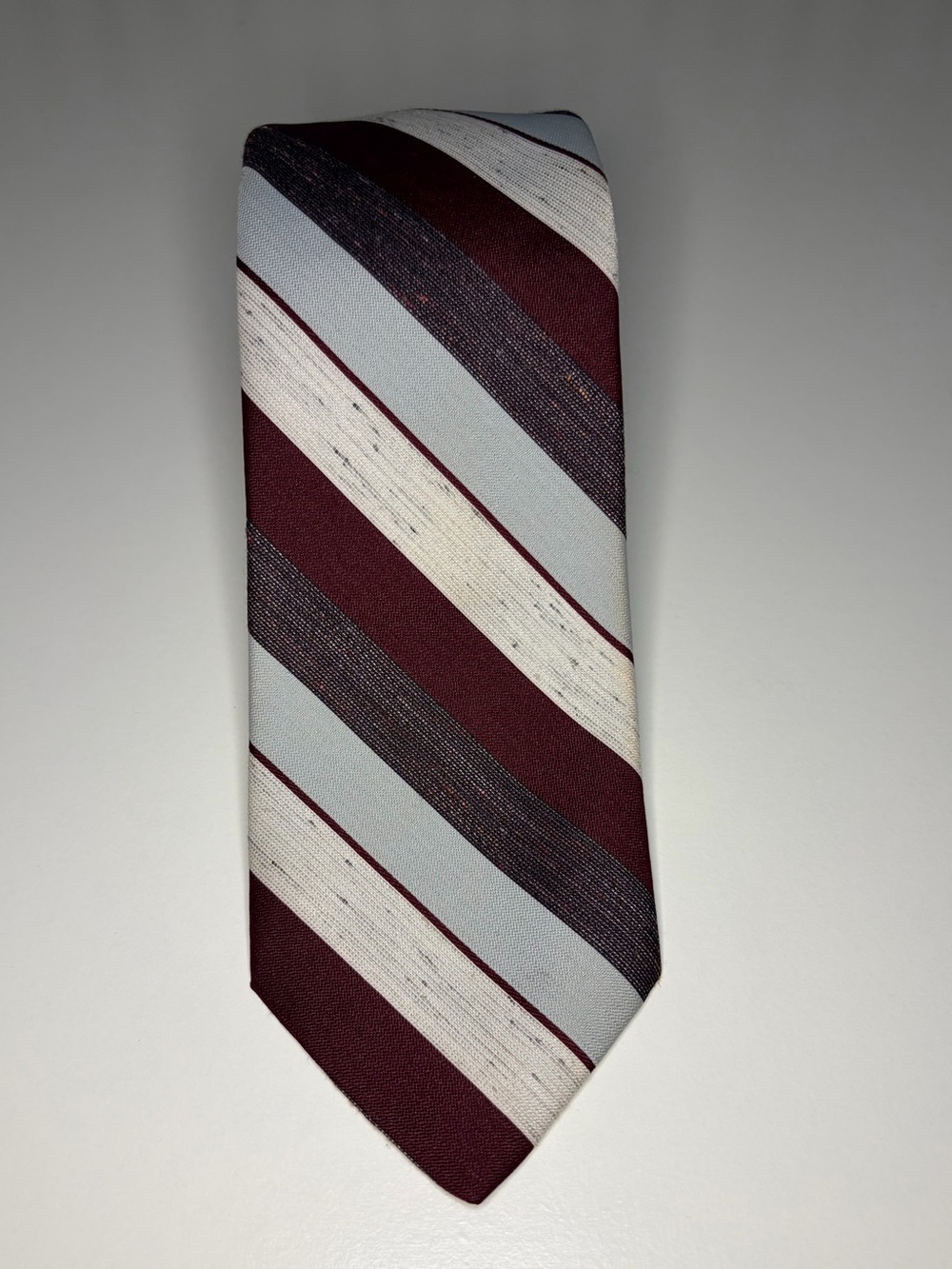 Paco Rabanne Burgundy, Gray & White Diagonal Stripe Tie